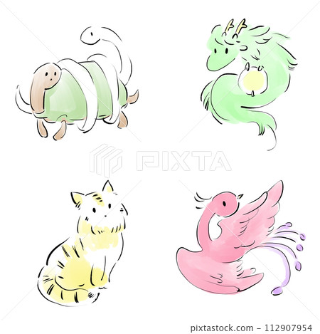 Yuruchara, hand-drawn four gods 112907954