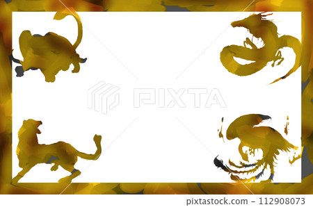 四神的酷剪影框架 112908073