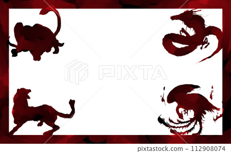 四神的酷剪影框架 112908074