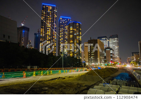 東京晴海旗幟夜景正在施工 2022 年 6 月 112908474