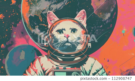 Adorable Feline in Astronaut Suit Explores the Universe 112908747