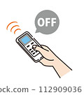 Illustration of a hand using an air conditioner remote control 112909036