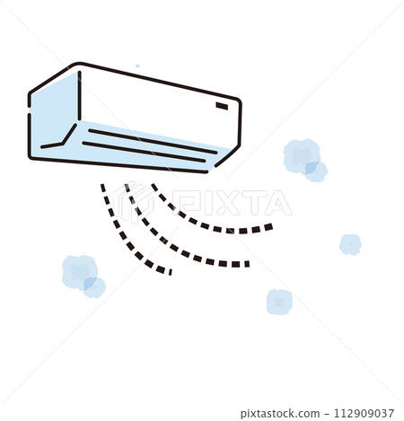 Illustration of an air conditioner that emits cold air 112909037