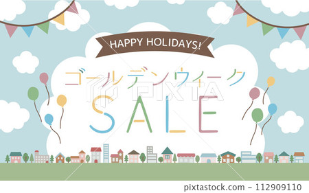 黃金周銷售水彩風格背景圖 112909110