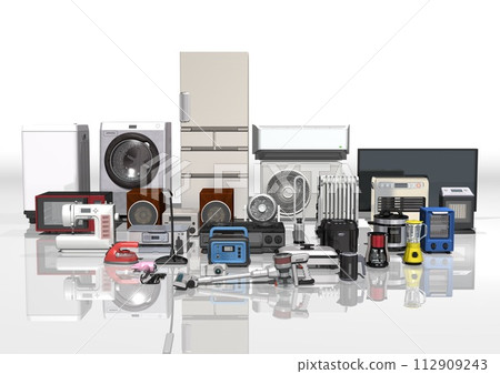 家電,電器,電器,許多,多個,前視圖(3DCG影像) 家電,電器,電器,許多,多個,前視圖(3DCG影像) 112909243
