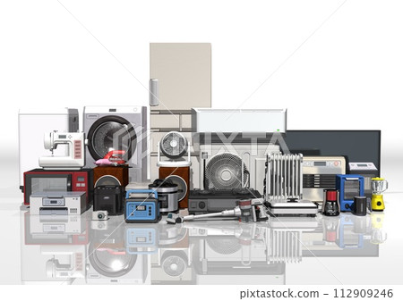 Home appliances, electrical appliances, electrical appliances, many, multiple, front view (3DCG image) 112909246