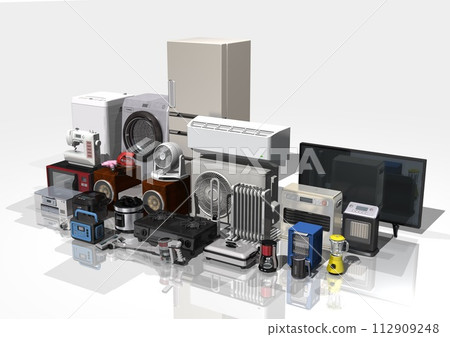 Home appliances, electrical appliances, electrical appliances, many, multiple, diagonal angle (3DCG image) 112909248