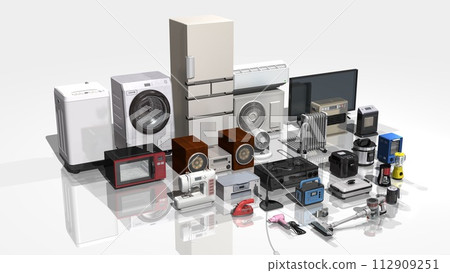 家電,電器,電器,許多,多個,對角線(3DCG影像)寬尺寸 家電,電器,電器,許多,多個,對角線(3DCG影像)寬尺寸 112909251