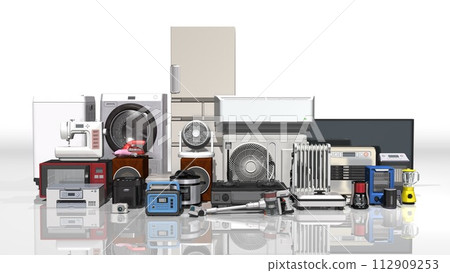 家電,電器,電器,許多,多個,前視圖(3DCG圖像)寬尺寸 家電,電器,電器,許多,多個,前視圖(3DCG圖像)寬尺寸 112909253