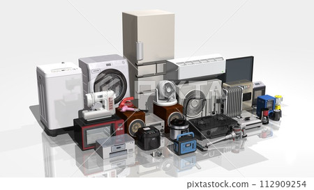 Home appliances, electrical appliances, electrical appliances, many, multiple, diagonal angle (3DCG image) wide size 112909254