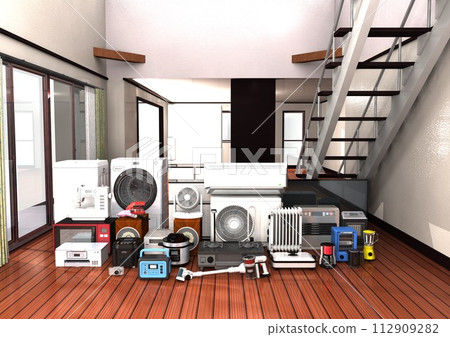 房間，家電，電器，眾多電器，多重新生活，居住空間（3DCG圖像） 112909282