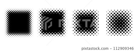 Halftone square material set (monochrome) 112909346