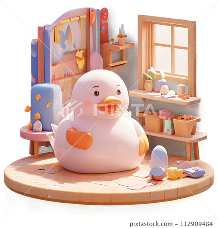 插圖與可愛的鴨子 112909484