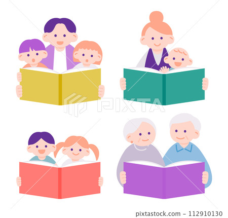 人們一起享受閱讀的插畫素材 人們一起享受閱讀的插畫素材 112910130