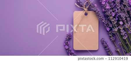 Lavender flowers on a purple background Lavender flowers on a purple background 112910419
