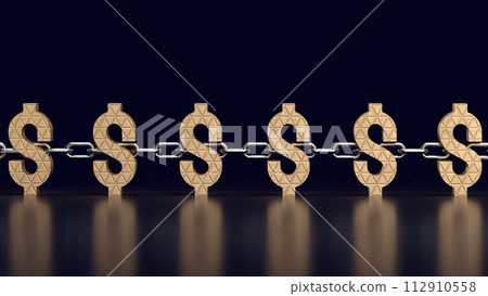 The Dollar icon and chain for Business concept 3d rendering. 112910558