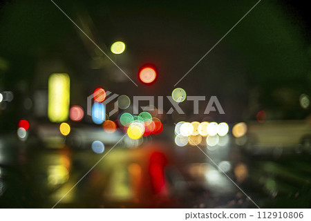 夜晚雨夜城市雨天道路背景素材 112910806