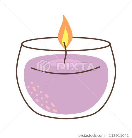 Aroma candle in a glass with a heart. Cartoon flat vector illustration. 112911041
