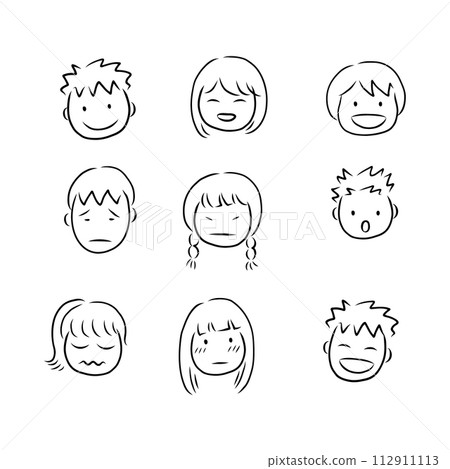 孩子們的臉有各種表情，黑白的 112911113