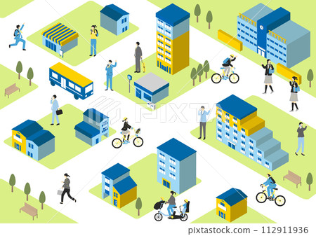 Isometric commuting and school scenery Isometric commuting and school scenery 112911936
