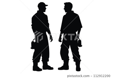 Fireman and plumber silhouette, plumber wearing uniforms silhouette bundle 112912200