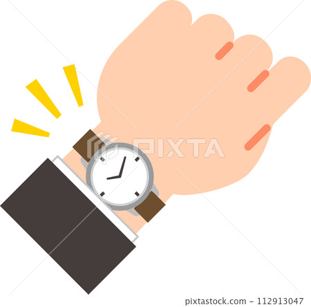 Left hand of a businessman wearing a wristwatch 112913047