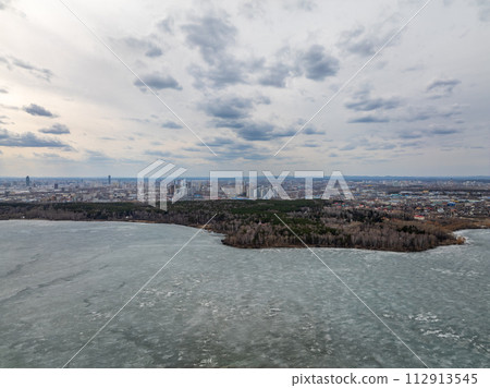 Spring Landscape. The long-awaited spring. Nature wakes up. Aerial view Spring Landscape. The long-awaited spring. Nature wakes up. Aerial view 112913545