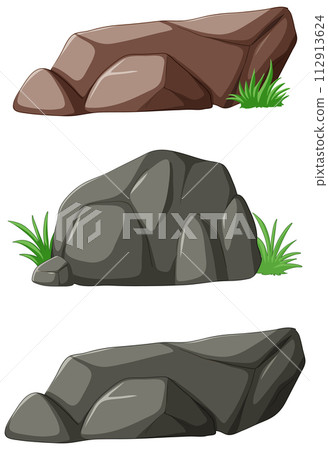 Assorted Vector Rocks with Foliage Assorted Vector Rocks with Foliage 112913624