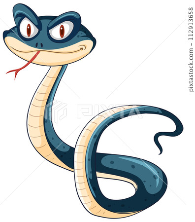 Cheerful Cartoon Snake Illustration 112913658