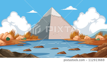 Serene Mountain Landscape with River 112913669