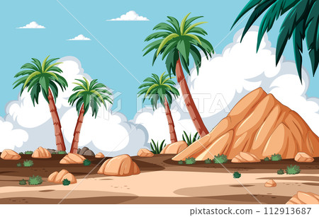 Desert Oasis with Palm Trees Desert Oasis with Palm Trees 112913687
