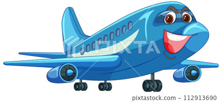 Happy Cartoon Airplane Character 112913690