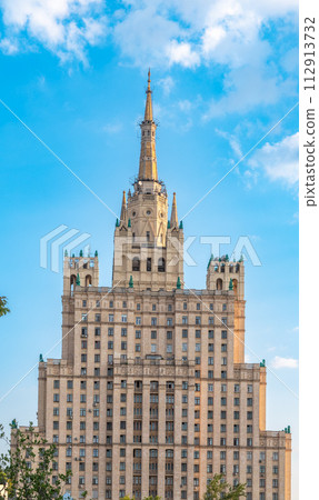 The view on the residential Stalinist high-rise building on Kudrinskaya Square. It is the one of seven Stalinist skyscrapers built in 1947-1954. The view on the residential Stalinist high-rise building on Kudrinskaya Square. It is the one of seven Stalinist skyscrapers built in 1947-1954. 112913732
