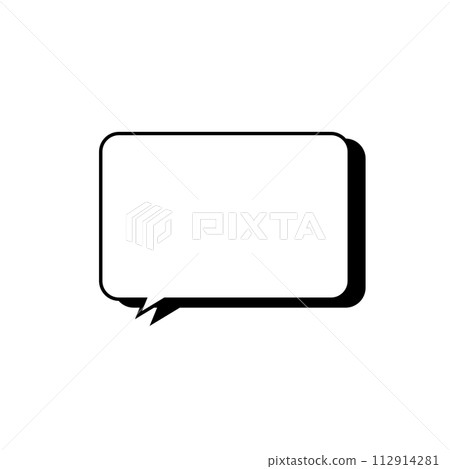 Simple monochrome rectangular speech bubble_With main line_With shadow_Single item facing left 112914281