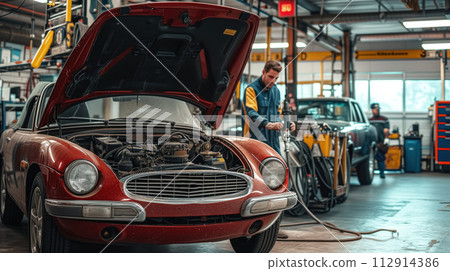 car repair in auto repair shop 112914386