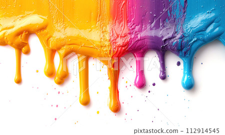 color art paint flowing down abstract background 112914545