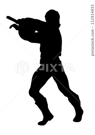 Man with axe silhouette Man with axe silhouette 112914933
