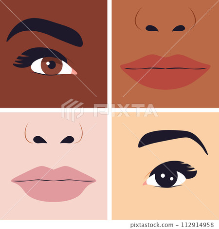 Eyes and lips on different skin tone Eyes and lips on different skin tone 112914958