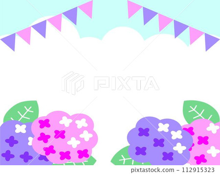Garland and hydrangea landscape banner illustration 112915323