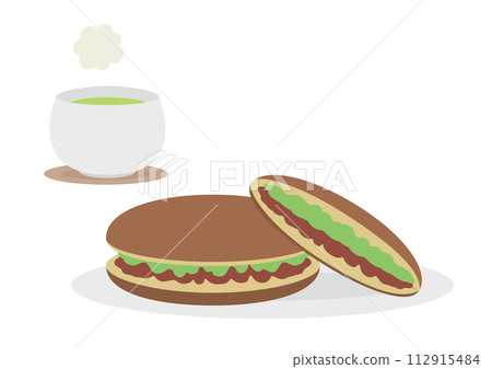 抹茶銅鑼燒和茶的插圖 112915484