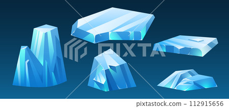 Ice floe glacier block, vector frozen winter piece 112915656