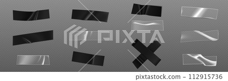 Transparent and black adhesive plastic tape patch Transparent and black adhesive plastic tape patch 112915736