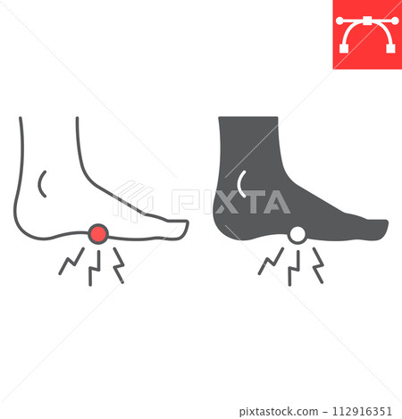 Foot pain line and glyph icon 112916351