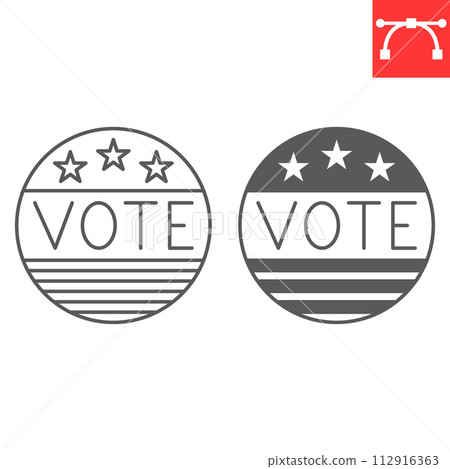 Vote badge line and glyph icon 112916363
