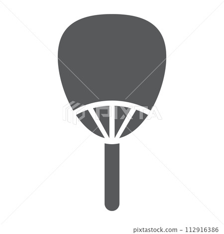 Uchiwa glyph icon, asian and accessories, japanese fan sign, vector graphics, a solid pattern on a white background. Uchiwa glyph icon, asian and accessories, japanese fan sign, vector graphics, a solid pattern on a white background. 112916386