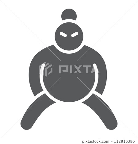 Sumo glyph icon, asian and character, japanese wrestler sign, vector graphics, a solid pattern on a white background. 112916390