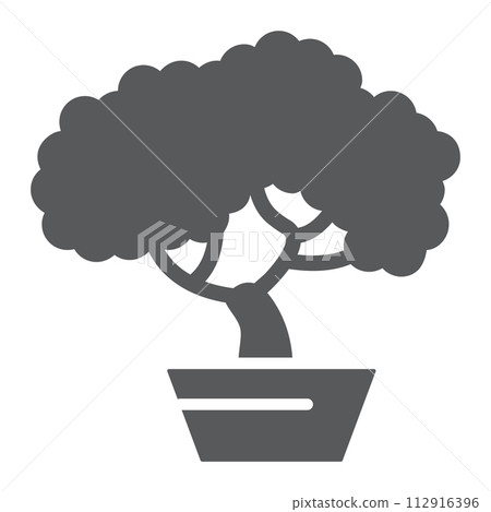 Bonsai glyph icon, asian and plant, tree sign, vector graphics, a solid pattern on a white background. Bonsai glyph icon, asian and plant, tree sign, vector graphics, a solid pattern on a white background. 112916396