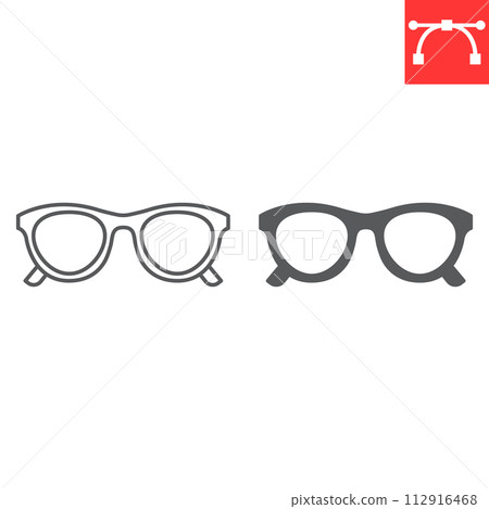 Sun glasses line and glyph icon 112916468