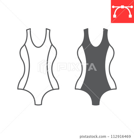 Swimming suit line and glyph icon 112916469