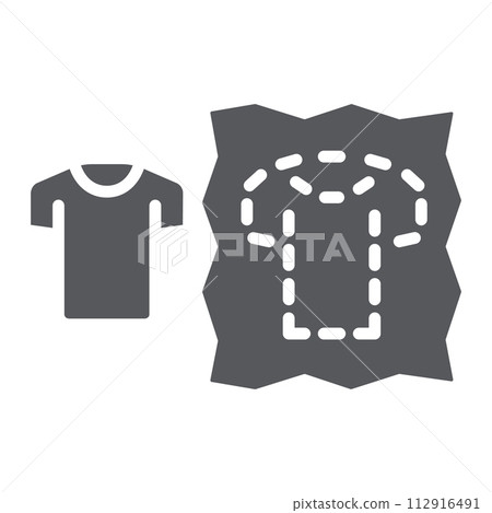 Sewing pattern glyph icon, dressmaking and sew, clothing pattern sign, vector graphics, a solid pattern on a white background. Sewing pattern glyph icon, dressmaking and sew, clothing pattern sign, vector graphics, a solid pattern on a white background. 112916491